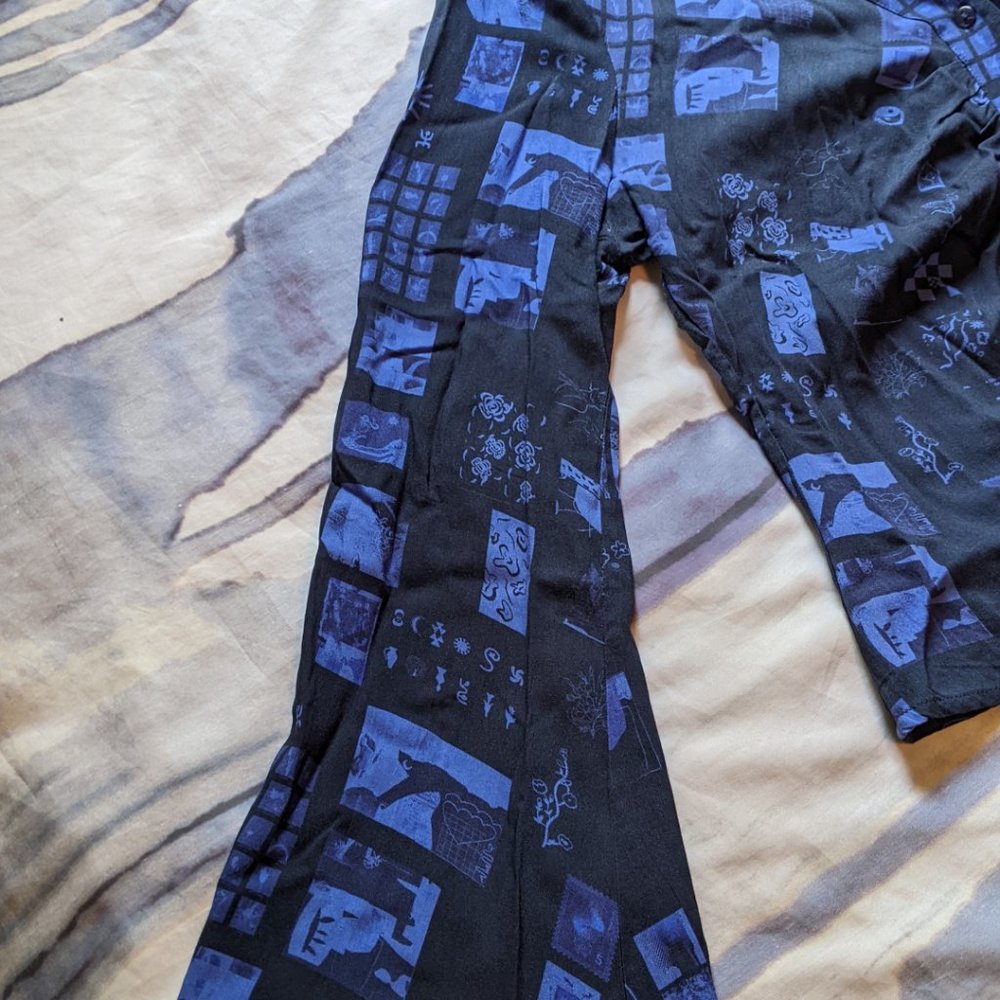 Rationalle Blue Print Button Down Top Sz Large View 5